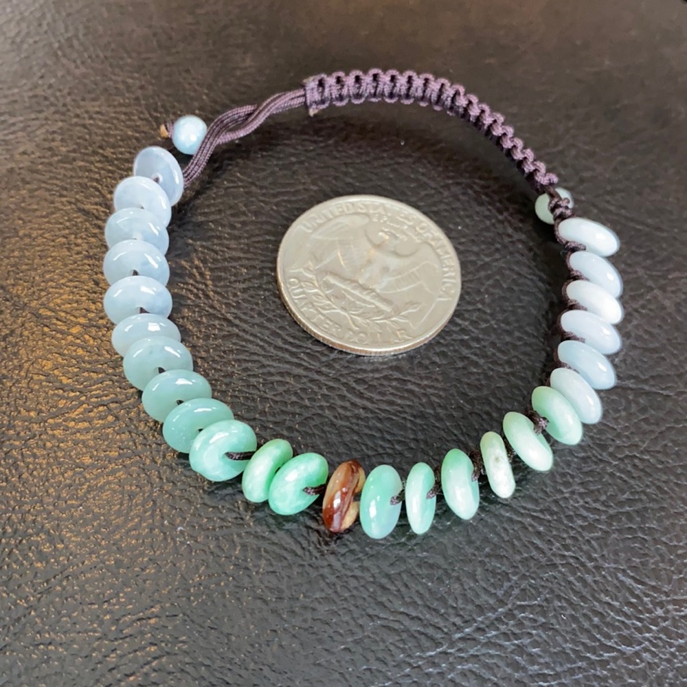 Jade Bangle Bracelet Adjustable Round Mini Donut - image 2